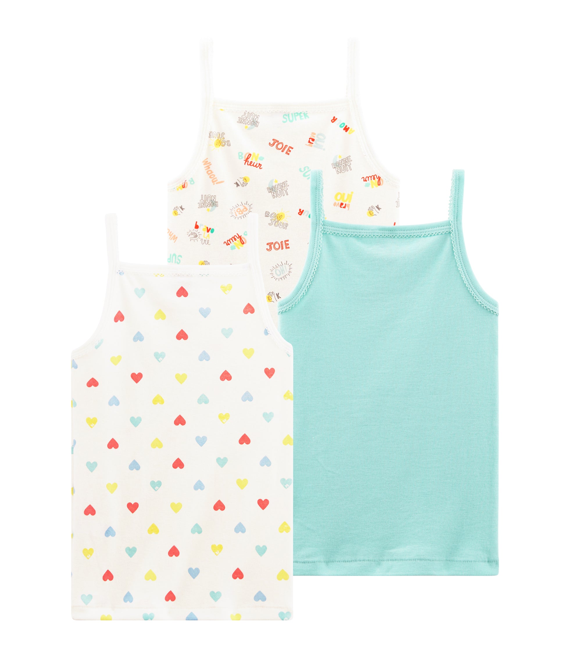 Girls Multicolor Cotton Vest (3 Pack)