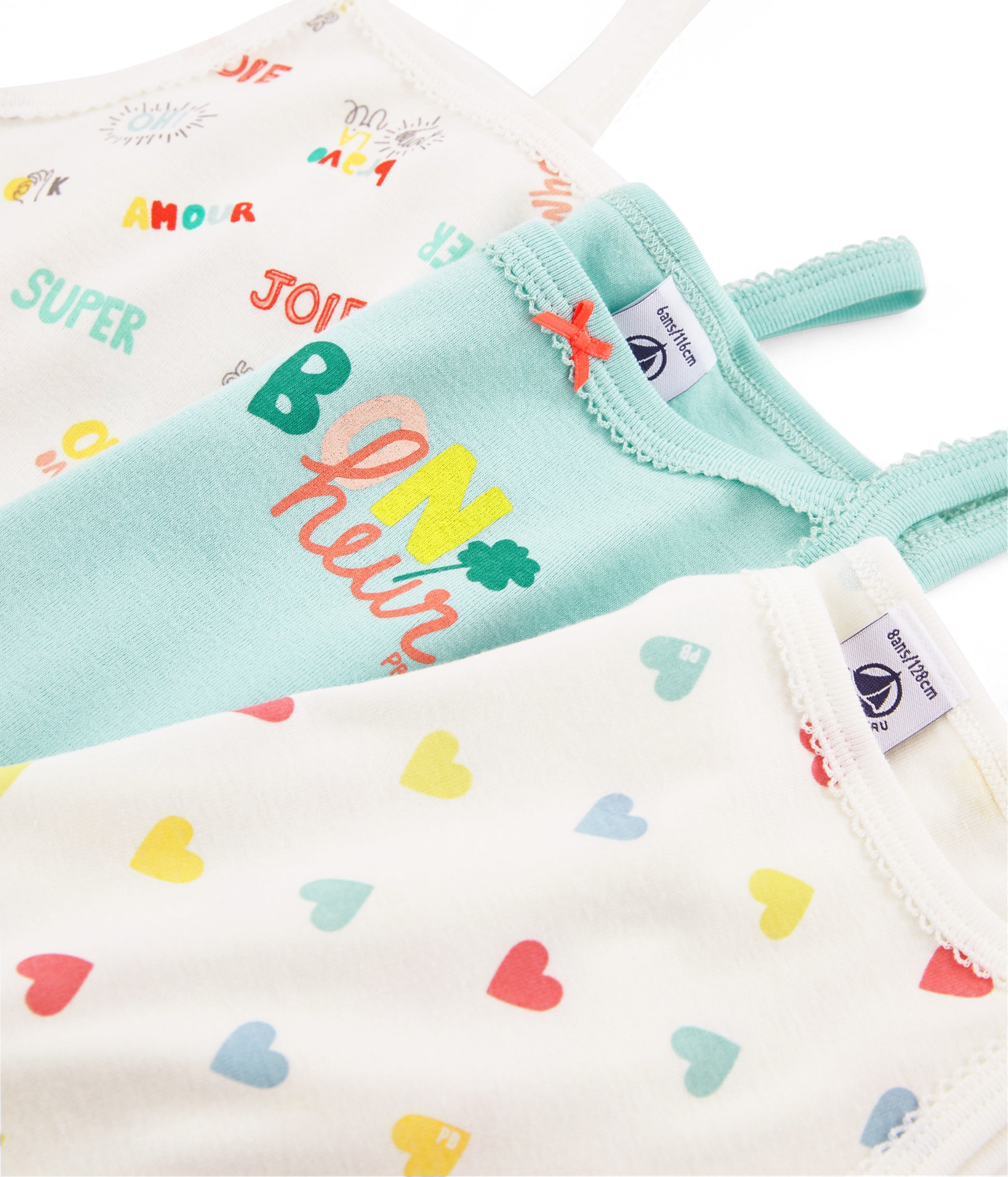 Girls Multicolor Cotton Vest (3 Pack)