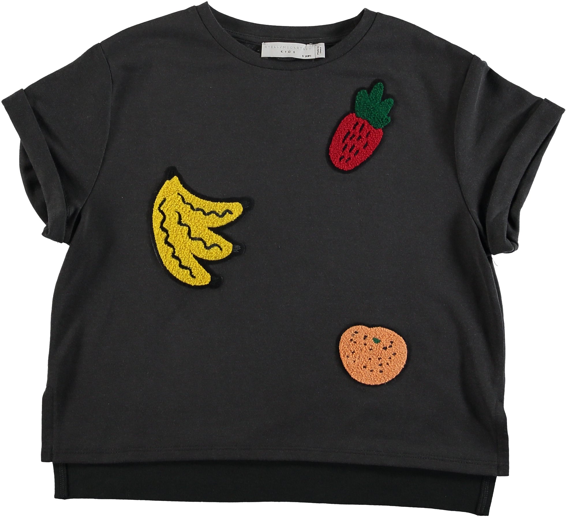 Girls Black Embroidered T-shirt