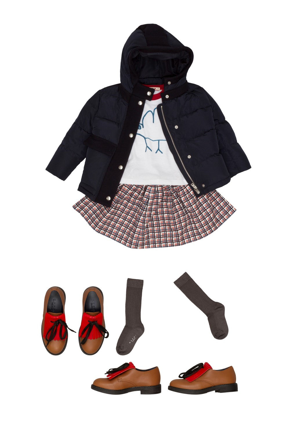 Girls Brown Check Cotton Skirt - CÉMAROSE | Children's Fashion Store - 2