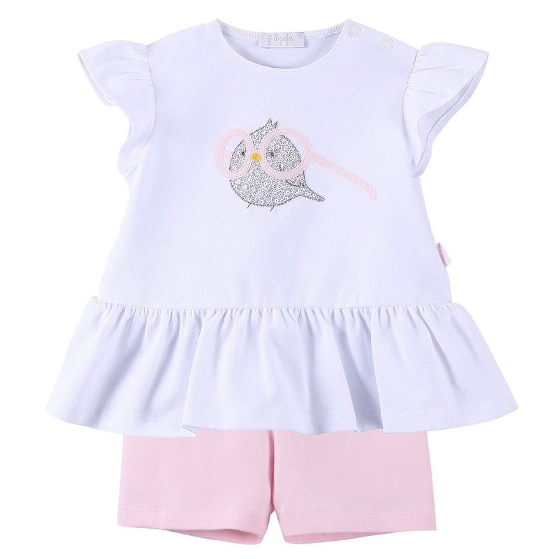 Baby Girls White Dress&Pink Short Two Piece Set - CÉMAROSE | Children's Fashion Store - 1