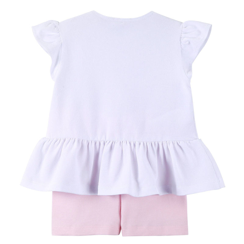 Baby Girls White Dress&Pink Short Two Piece Set - CÉMAROSE | Children's Fashion Store - 2