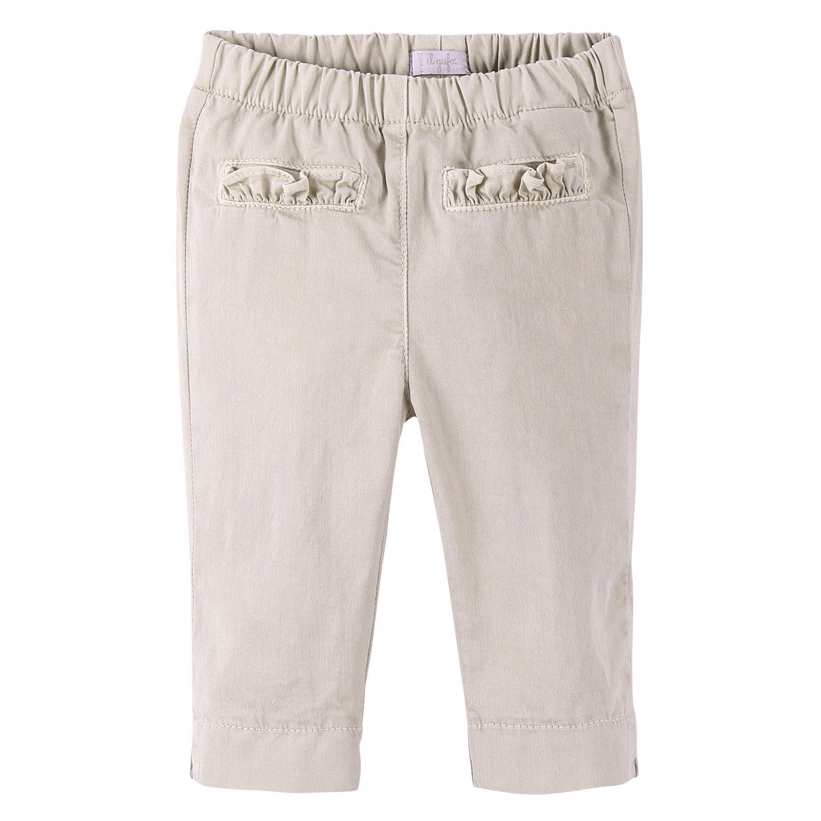 Baby Girls Beige Trousers With Fold Pockets - CÉMAROSE | Children's Fashion Store - 1
