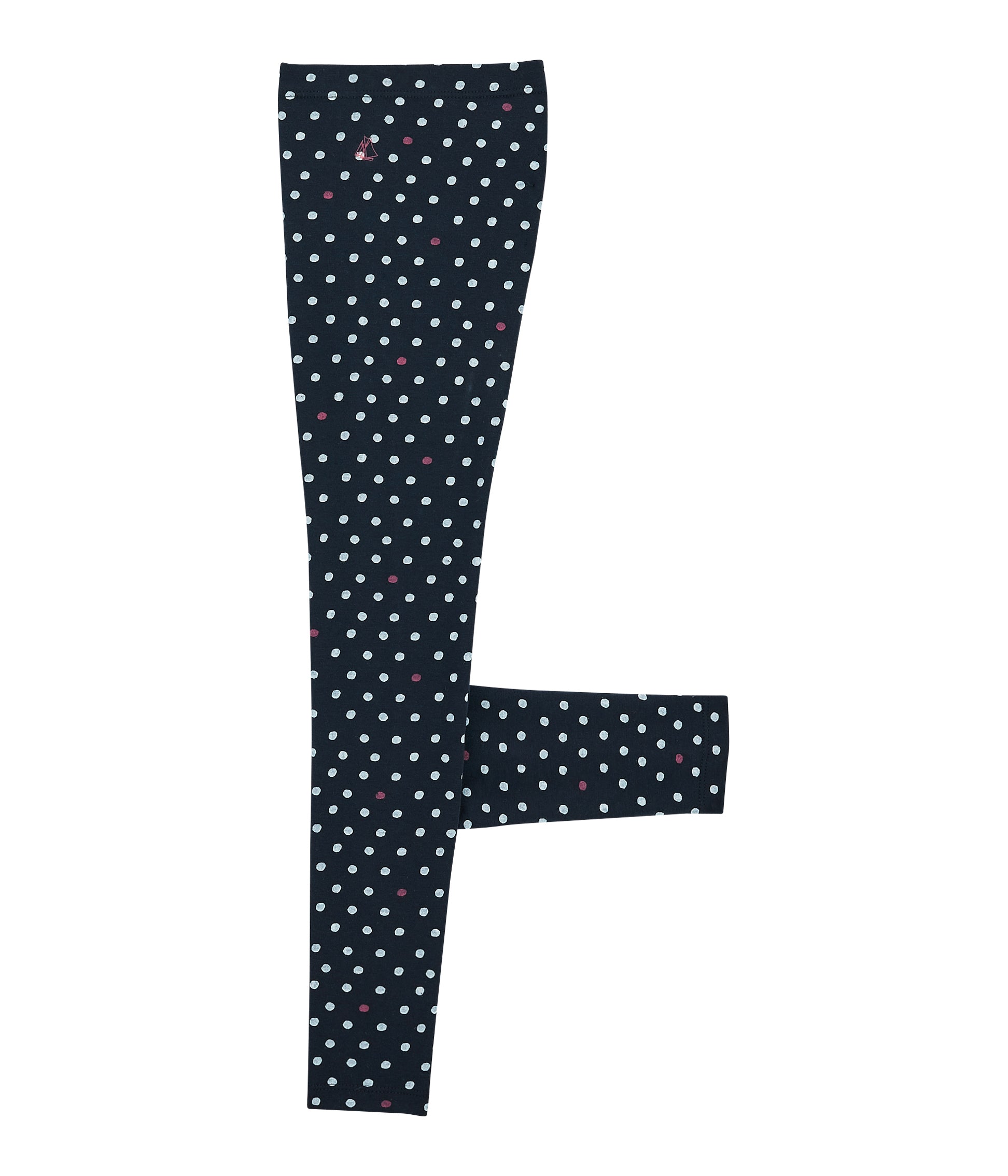 Girls Navy Dots Cotton Leggings