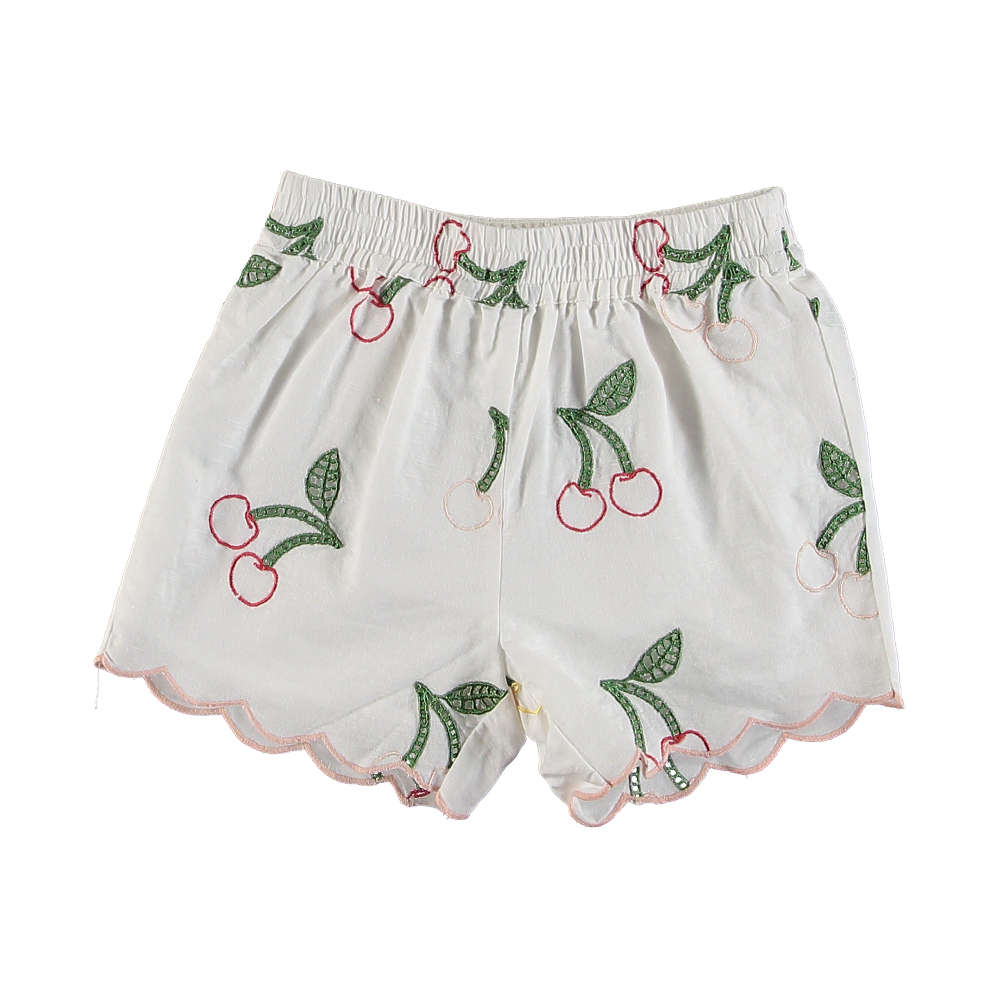 Girls White Cherry Shorts