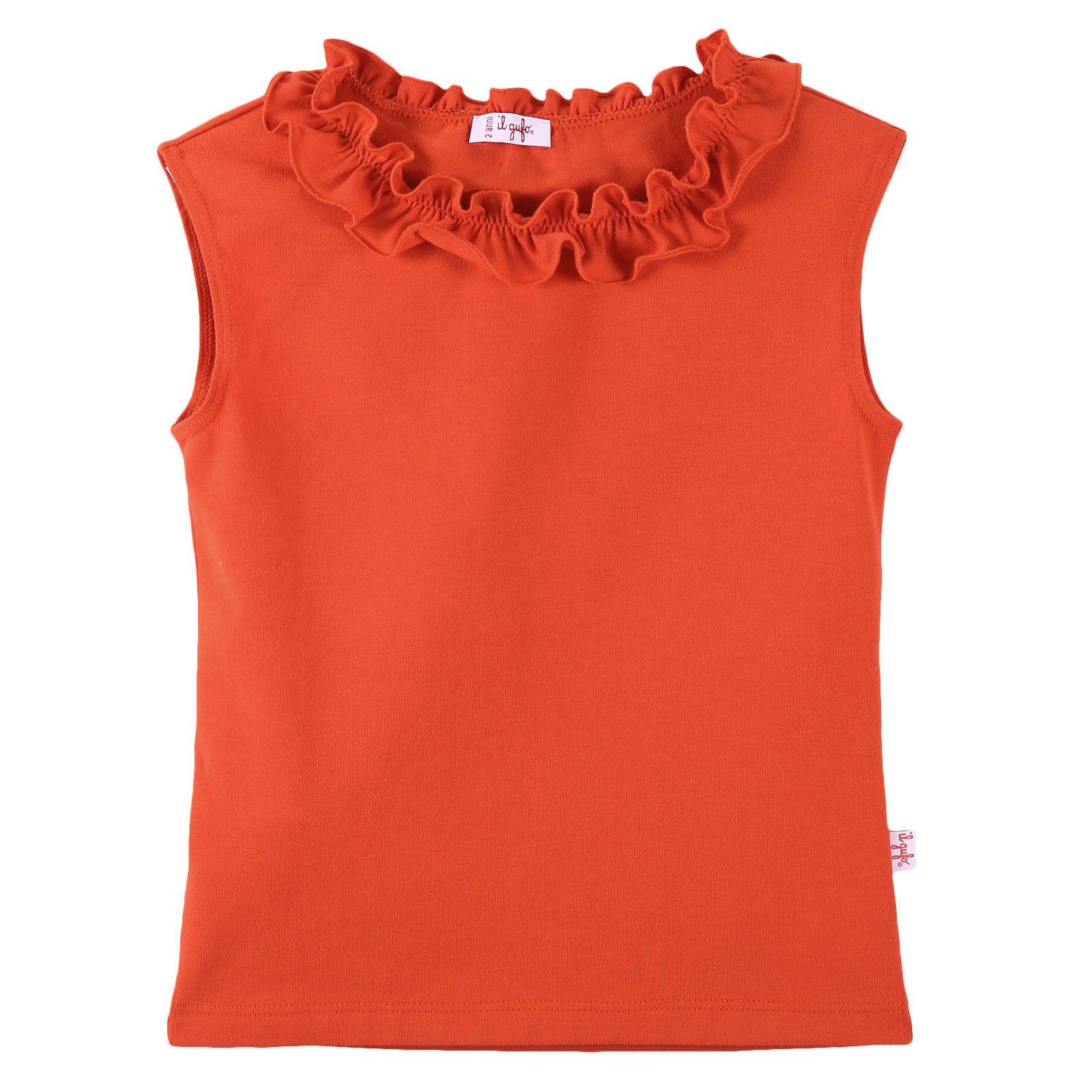 Girls Red Cotton T-Shirt With Lace Collar - CÉMAROSE | Children's Fashion Store - 1