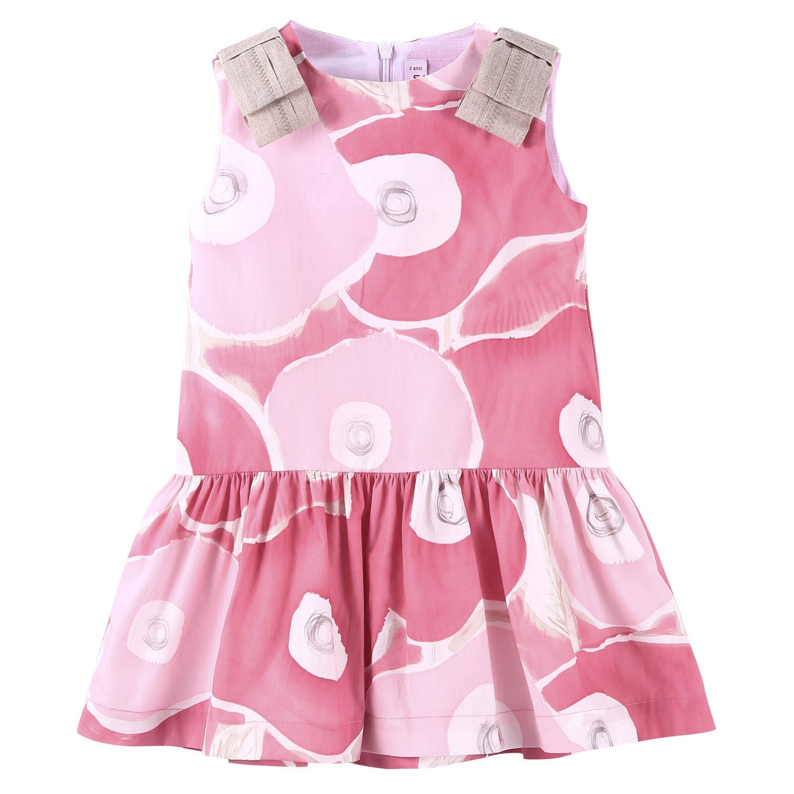 Girls Red&Pink Printed Cotton Sleeveless Dress - CÉMAROSE | Children's Fashion Store - 1