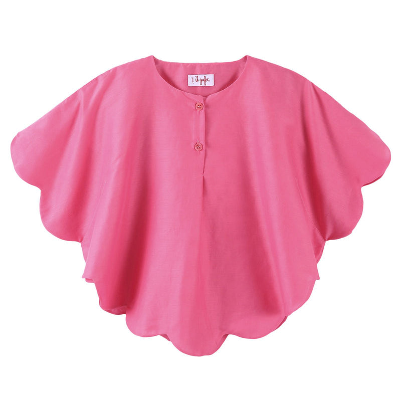 Girls Red Cotton Frill Cape - CÉMAROSE | Children's Fashion Store - 1