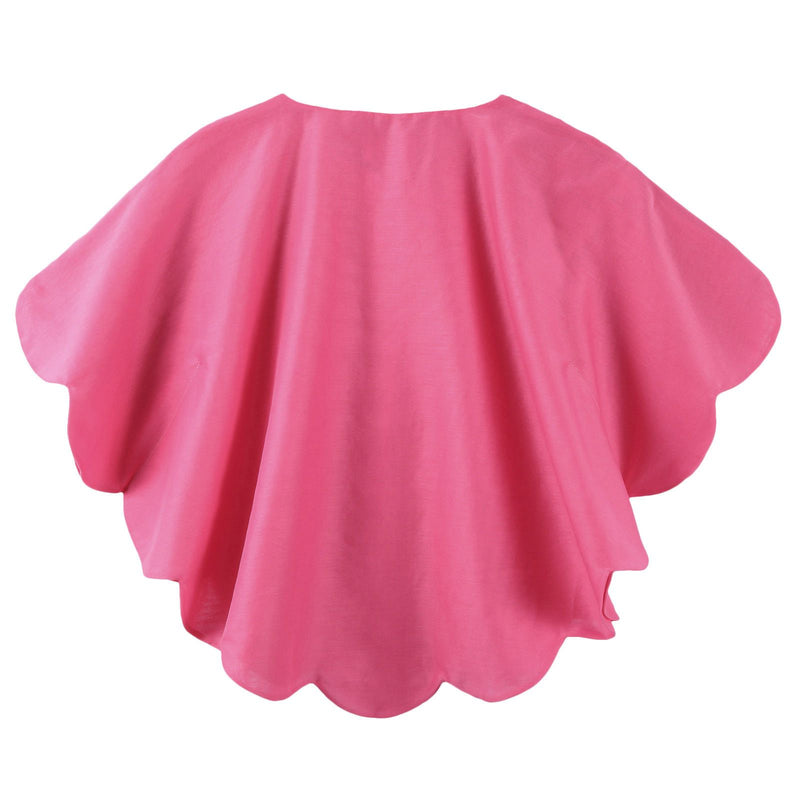 Girls Red Cotton Frill Cape - CÉMAROSE | Children's Fashion Store - 2