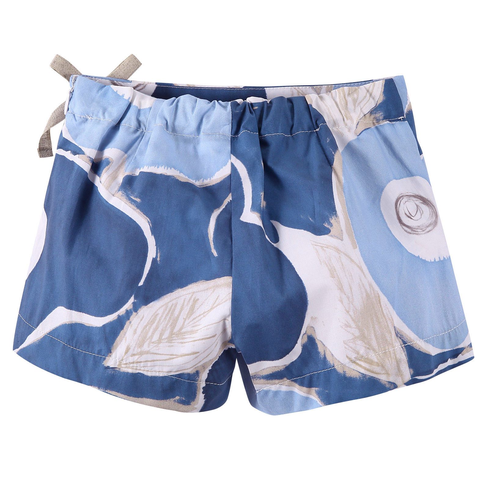 Girls Blue Printed Cotton Shorts With Bow Trims - CÉMAROSE | Children's Fashion Store - 2