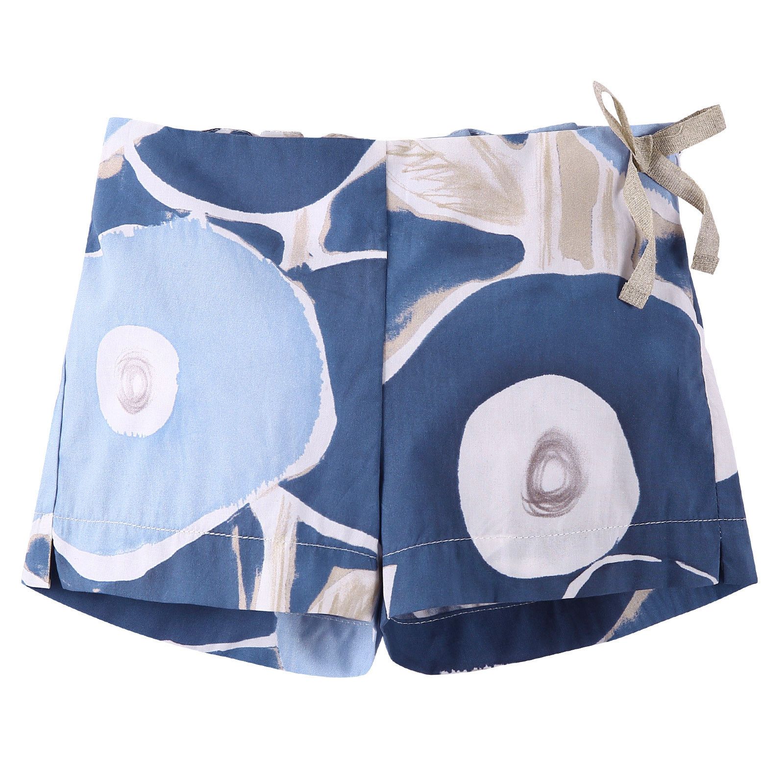 Girls Blue Printed Cotton Shorts With Bow Trims - CÉMAROSE | Children's Fashion Store - 1
