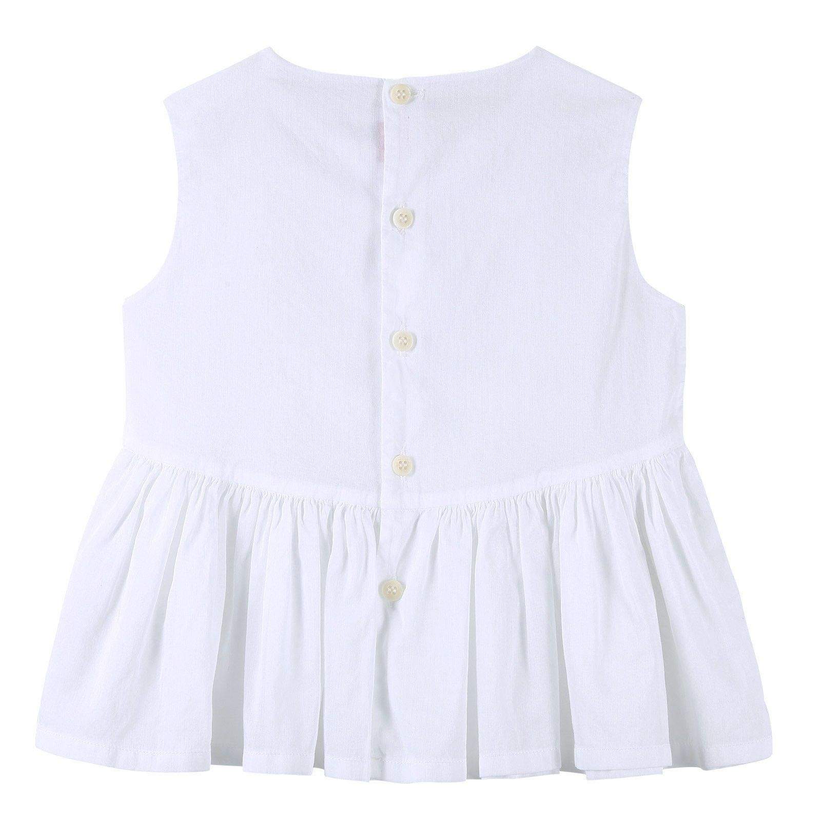 Girls White Sleeveless Cotton Blouse With Skirt - CÉMAROSE | Children's Fashion Store - 2