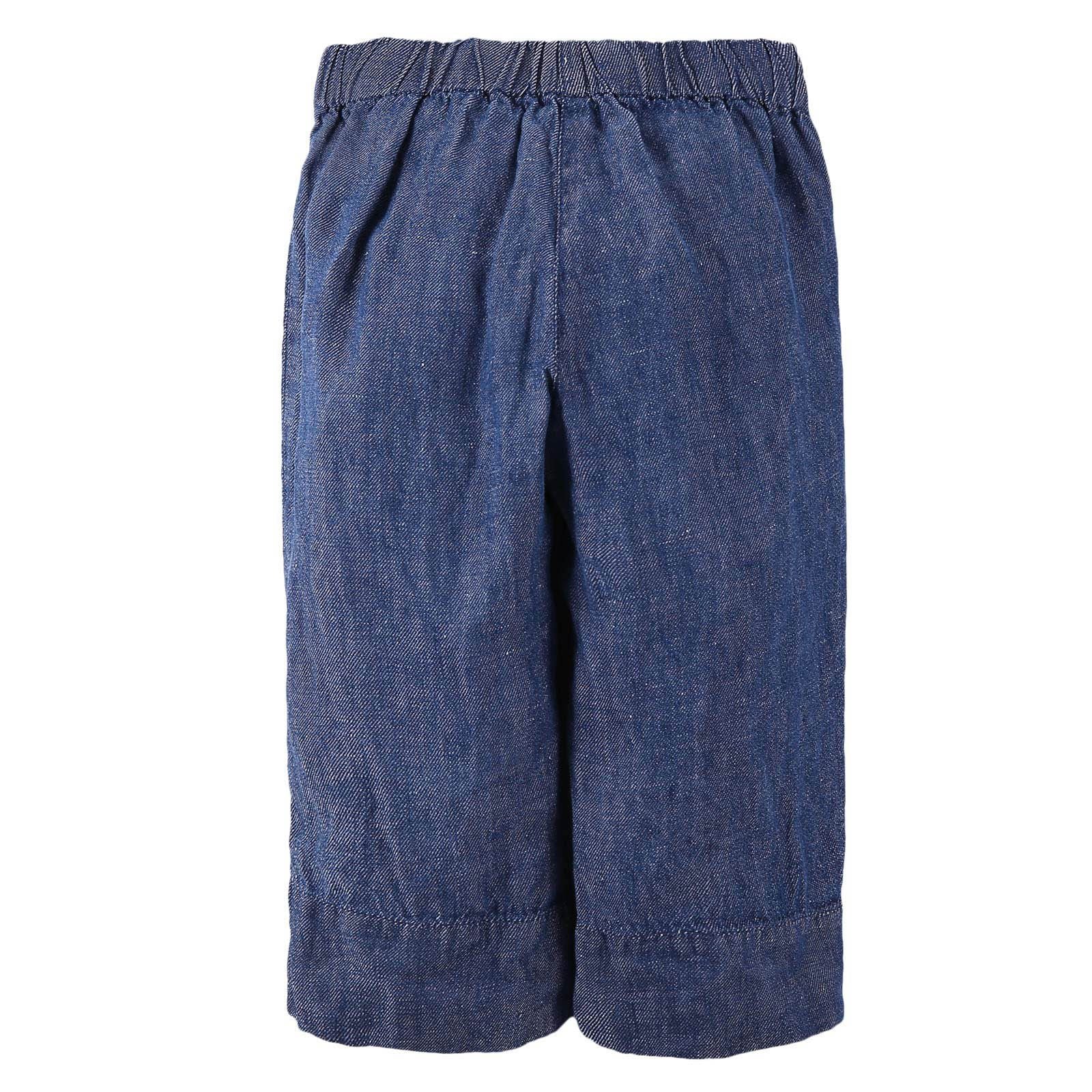 Girls Navy Blue Linen Trousers With Turn Up Hems - CÉMAROSE | Children's Fashion Store - 2