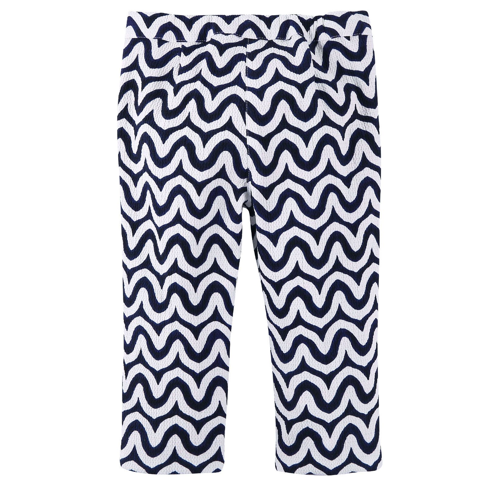 Girls Navy Blue&White Ripple Printed Trousers - CÉMAROSE | Children's Fashion Store - 2