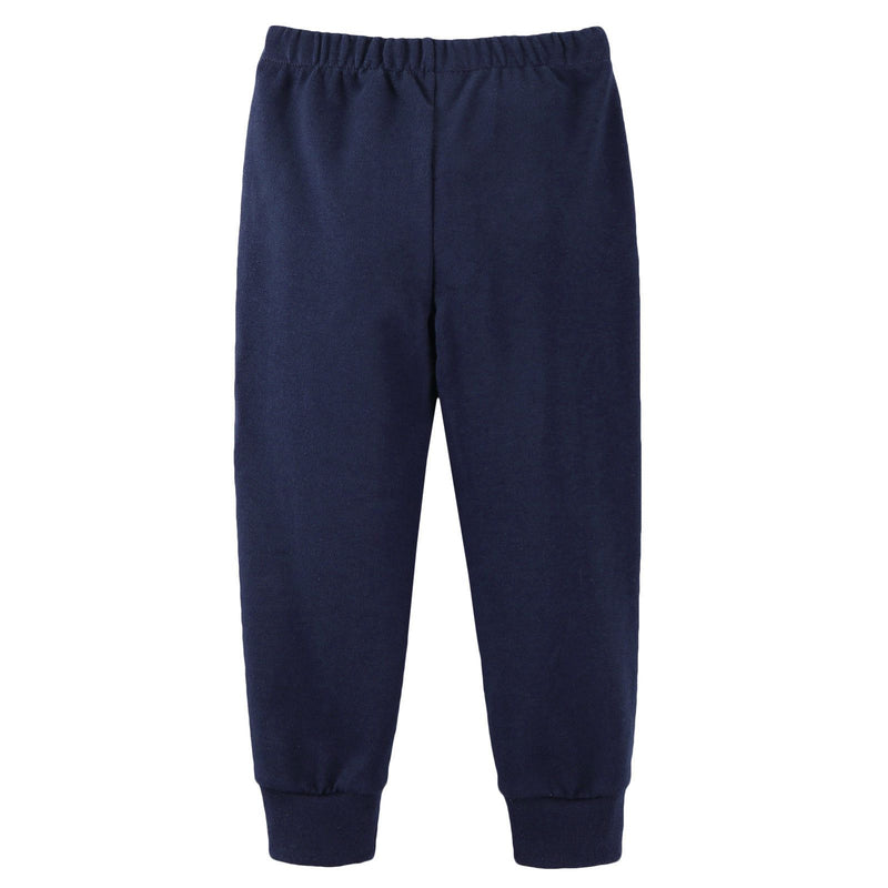 Boys Navy Blue Cotton Trousers With Ribbed Hems - CÉMAROSE | Children's Fashion Store - 2