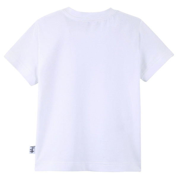 Baby Boys White T-Shirt With Navy Blue Bus Print - CÉMAROSE | Children's Fashion Store - 2
