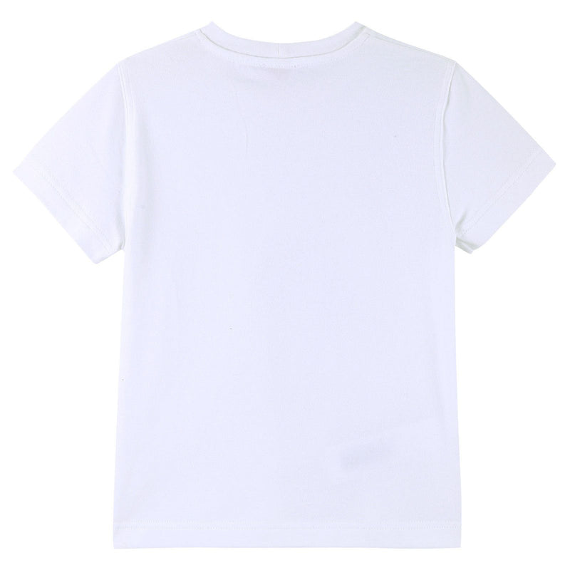 Boys White T-Shirt With Navy Blue Surfing Cartoon Print Logo - CÉMAROSE | Children's Fashion Store - 2
