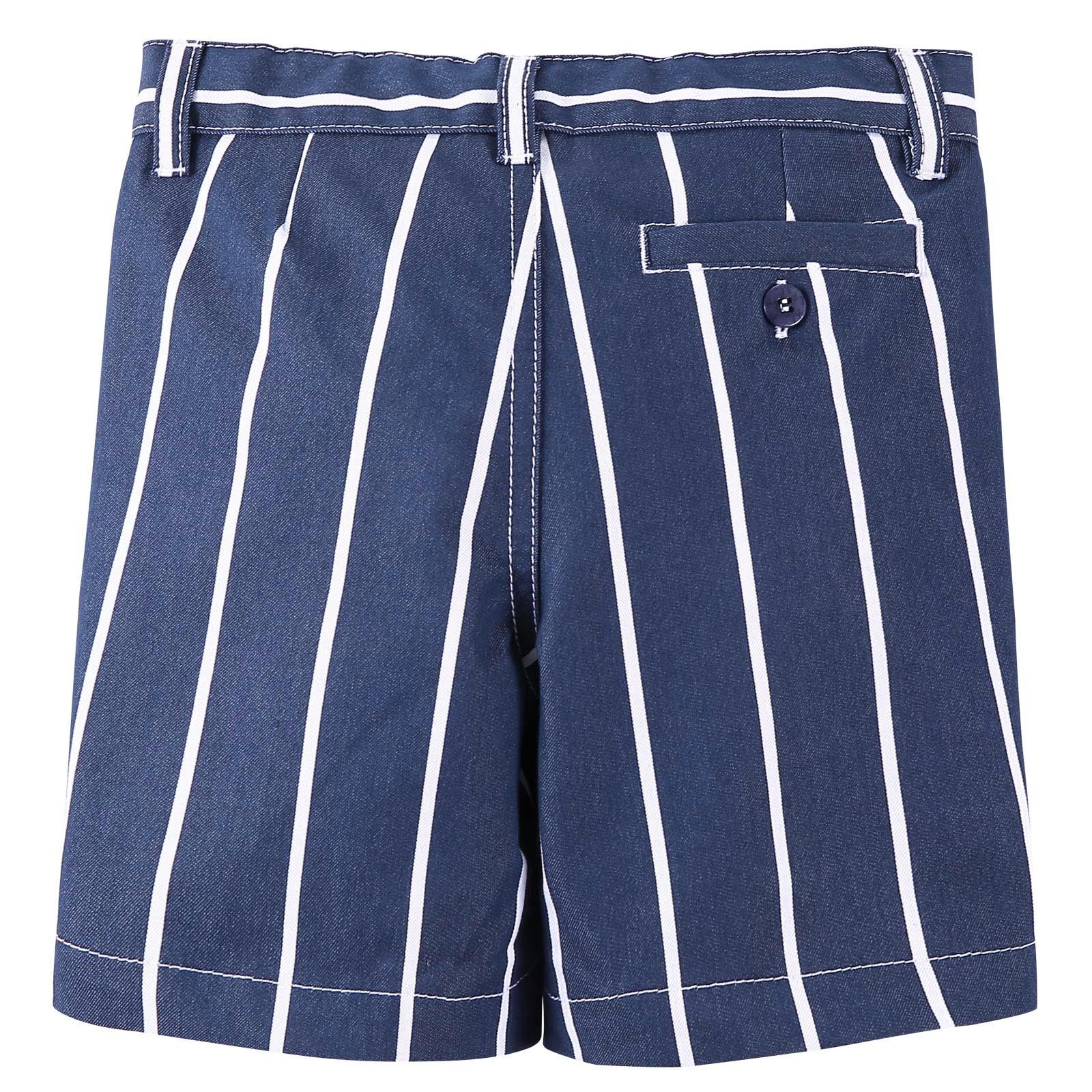 Boys Blue&White Stripe Cotton Bermuda Shorts - CÉMAROSE | Children's Fashion Store - 2