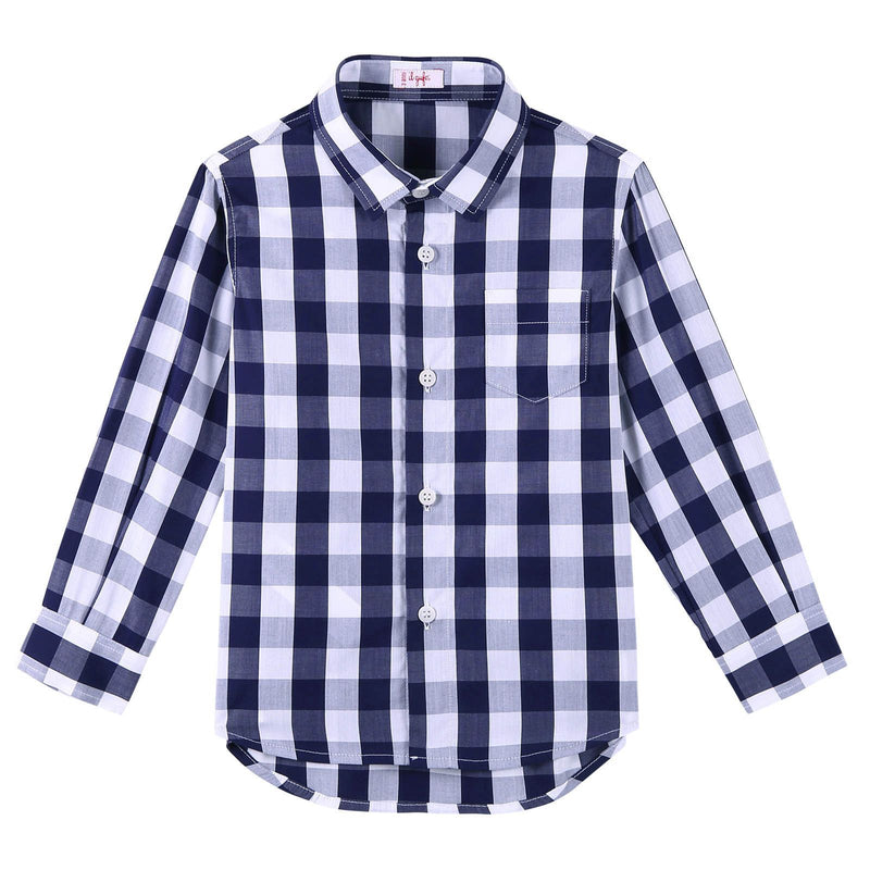 Boys Navy Blue Cotton Check Shirts - CÉMAROSE | Children's Fashion Store - 1