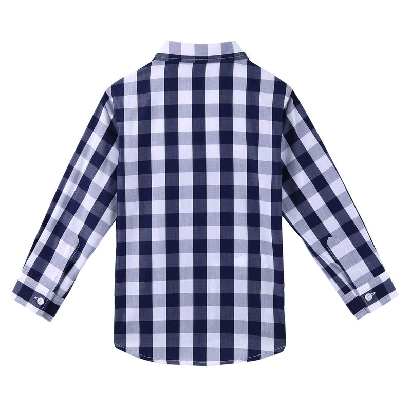 Boys Navy Blue Cotton Check Shirts - CÉMAROSE | Children's Fashion Store - 2