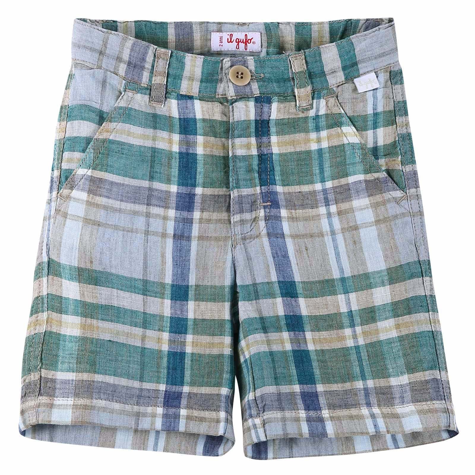 Boys Green Stripe Cotton Bermuda Shorts - CÉMAROSE | Children's Fashion Store - 1