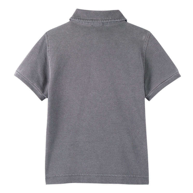 Boys Grey Cotton Polo Shirts With Patch Pocket - CÉMAROSE | Children's Fashion Store - 2