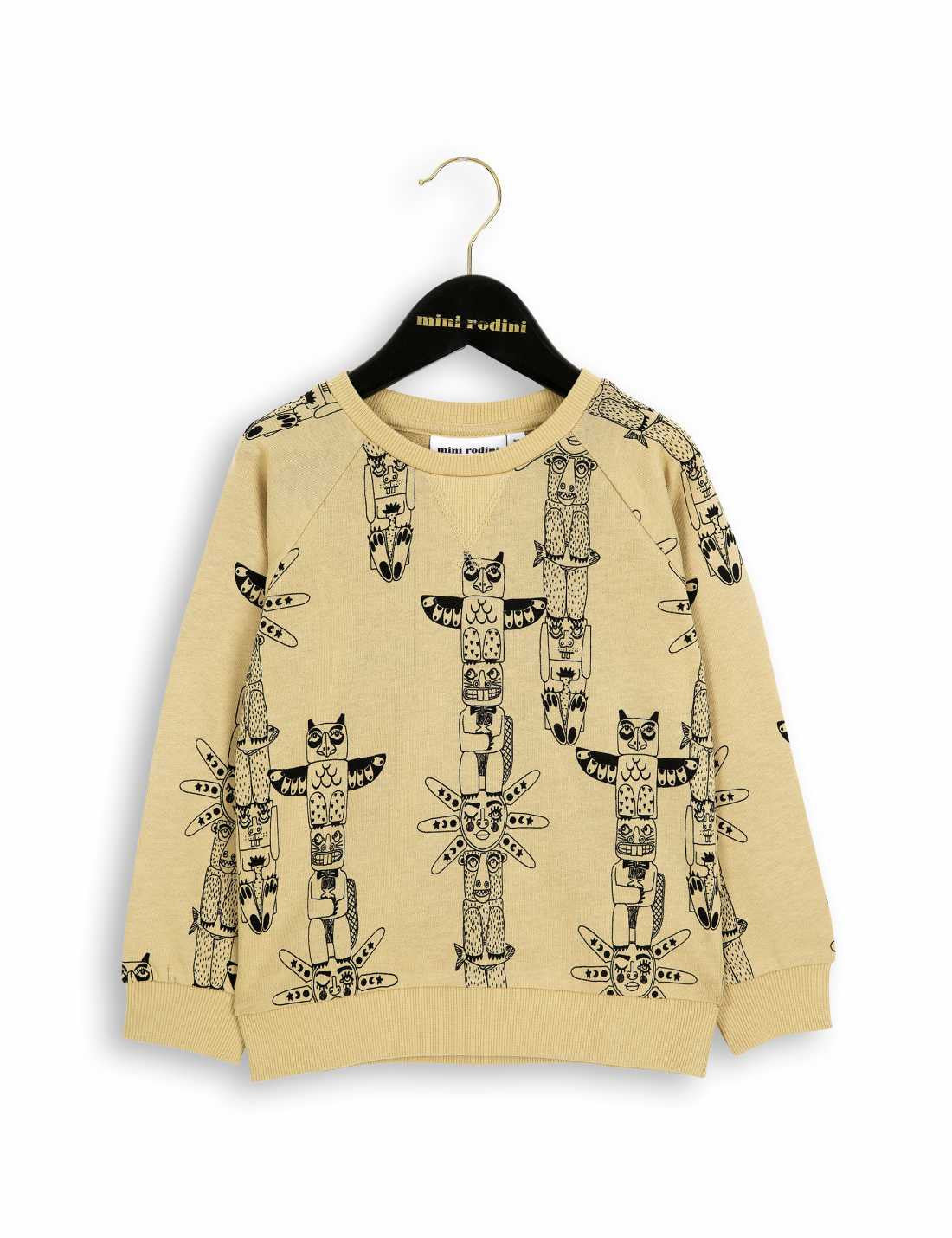 Boys & Girls Beige Totem Printed Organic Cotton Sweatshirt - CÉMAROSE | Children's Fashion Store - 1