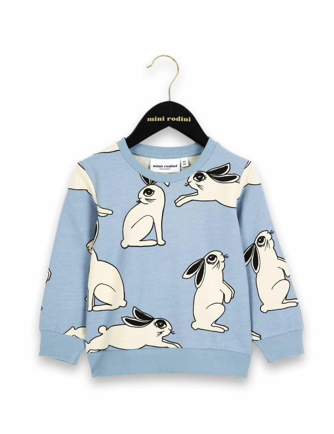 Boys & Girls Light Blue Hare Organic Cotton Sweatshirt - CÉMAROSE | Children's Fashion Store - 1