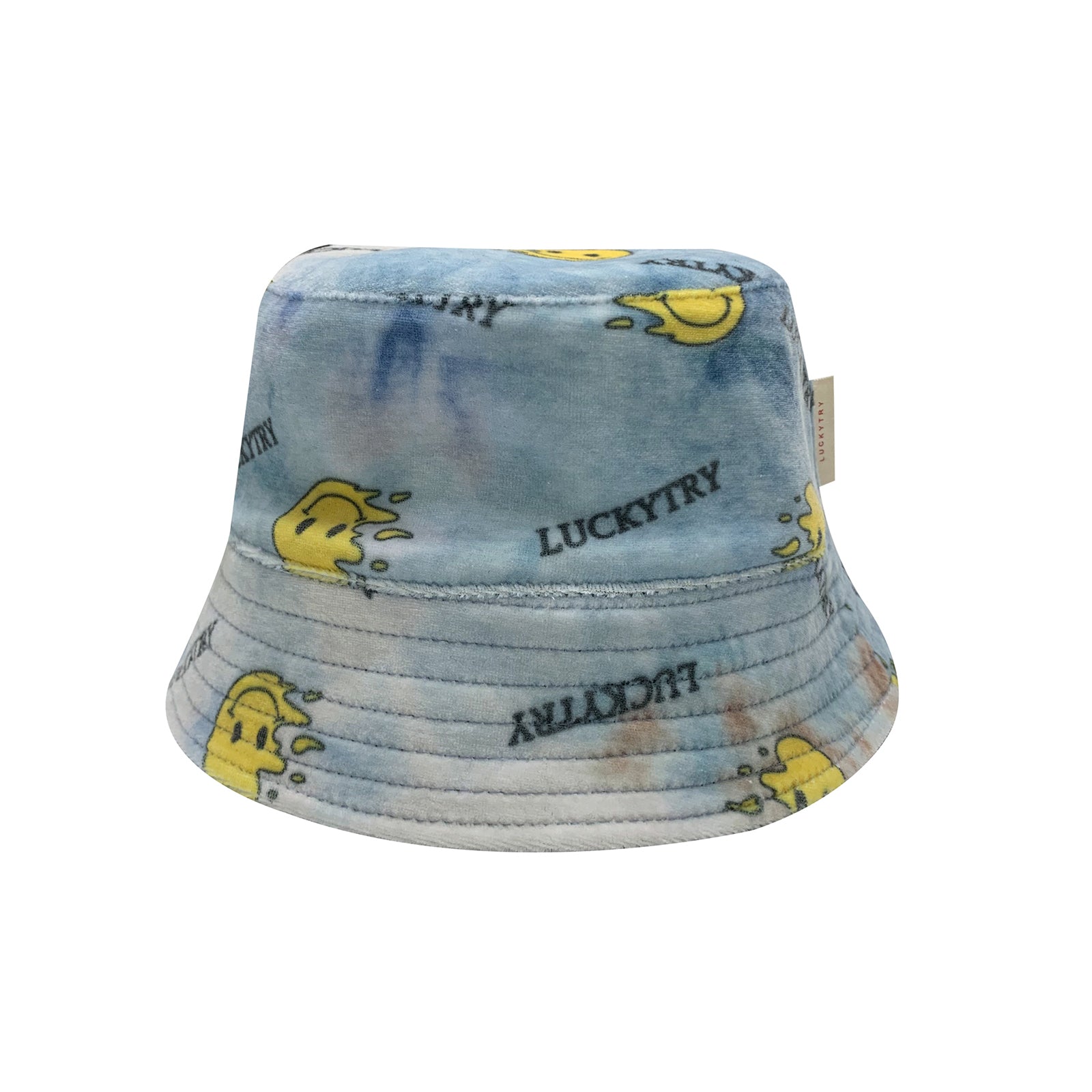 Boys & Girls Blue Smiley Velvet Reversible Hat