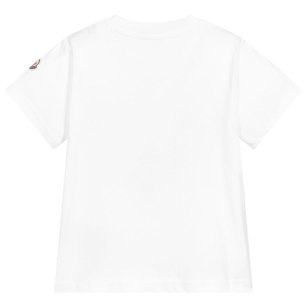 Boys White Striped Cotton T-Shirt
