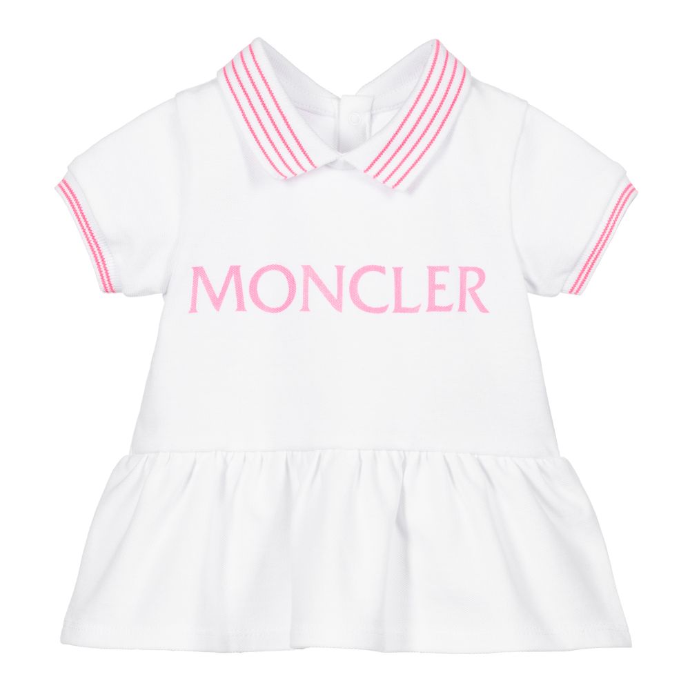 Baby Girls White Logo Cotton Dress Set