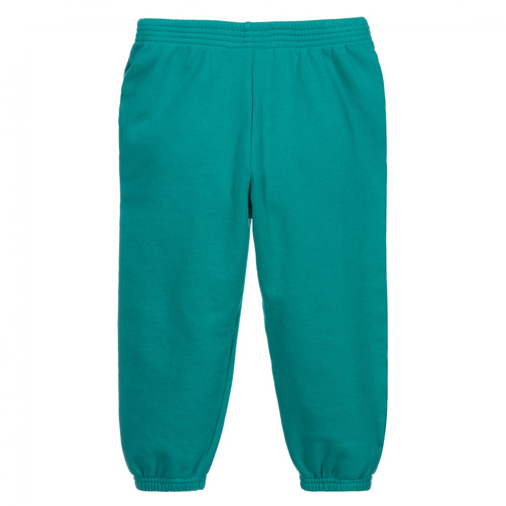 Boys & Girls Green Logo Cotton Trousers