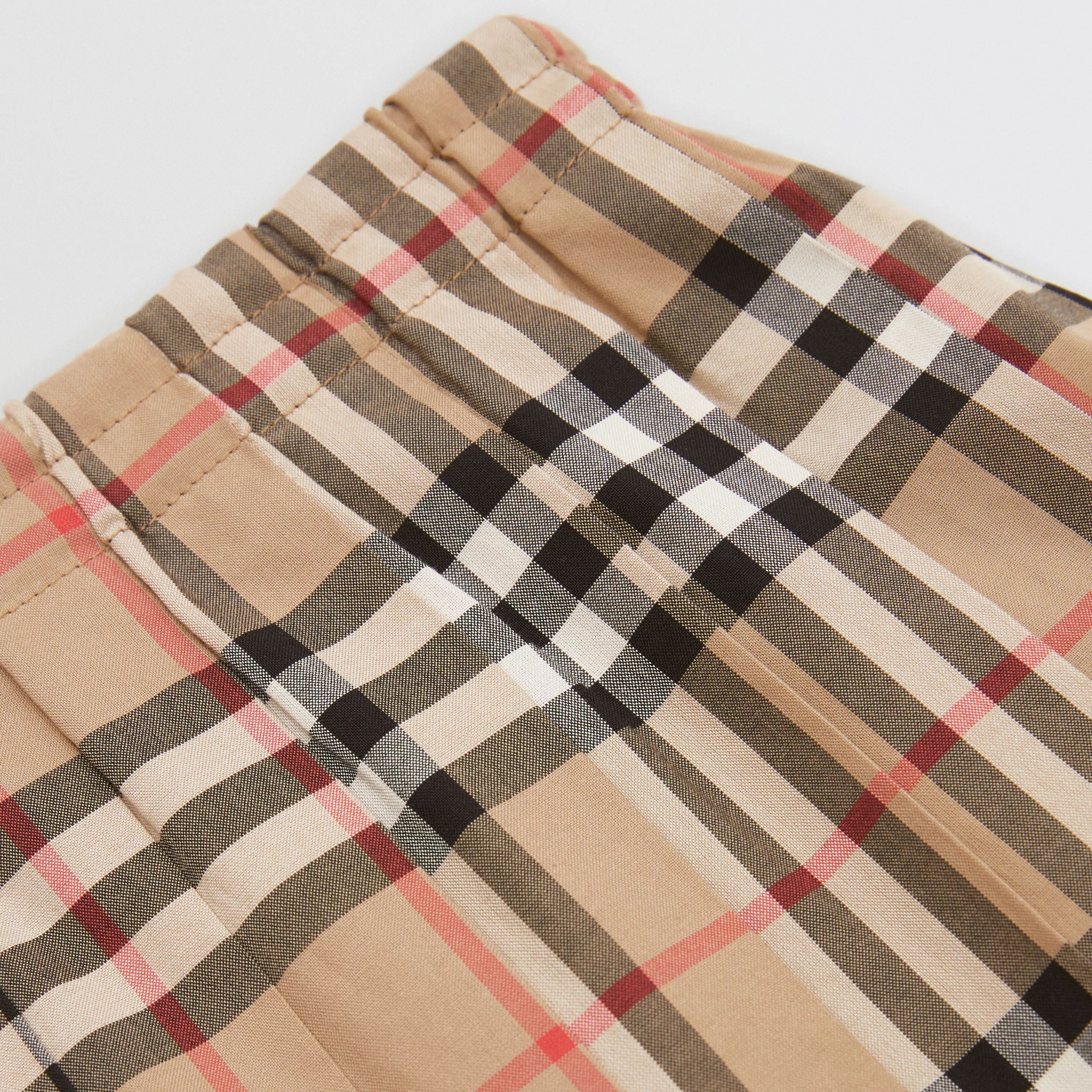 Girls Beige Check Cotton Skirt