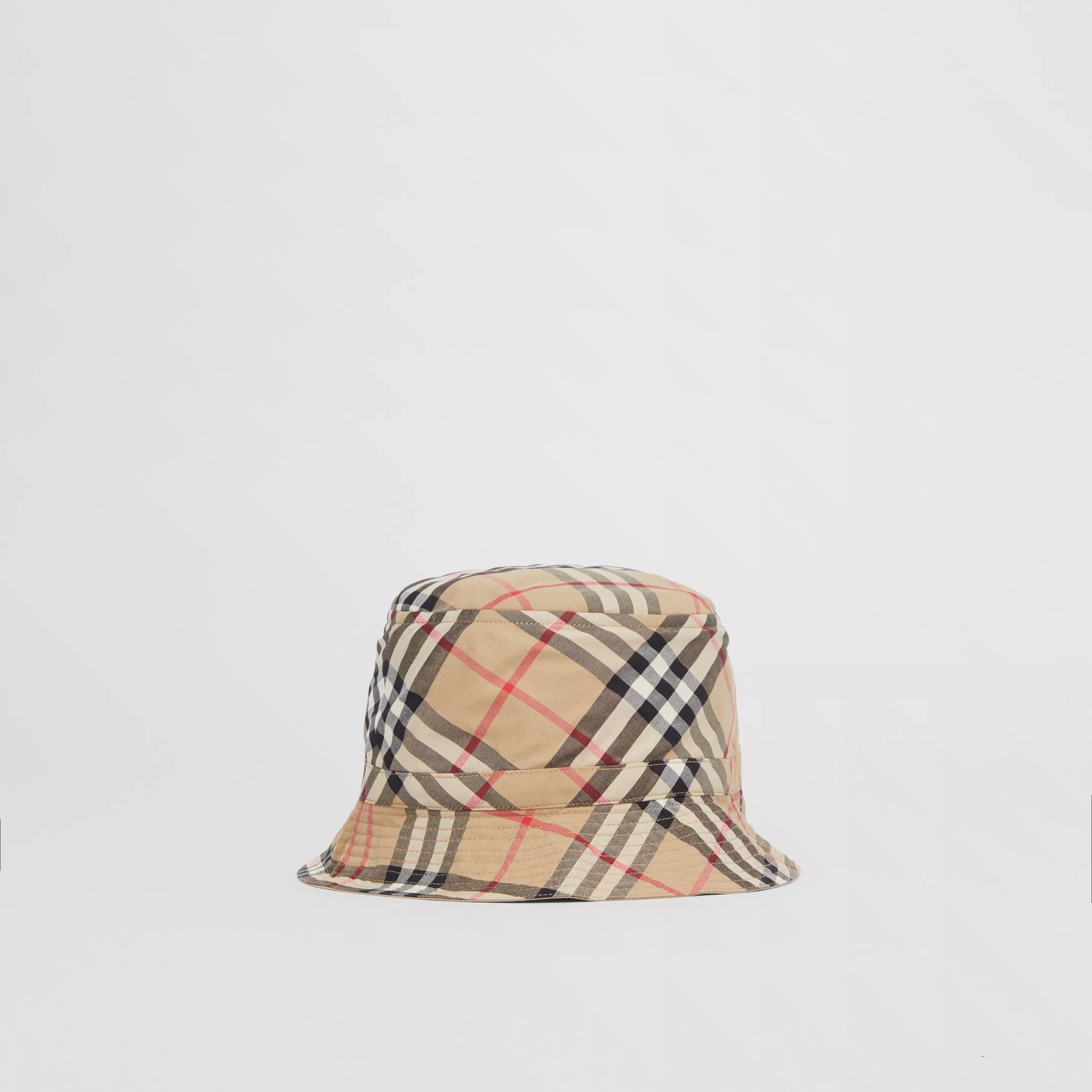 Boys & Girls Beige Check Cotton Hat