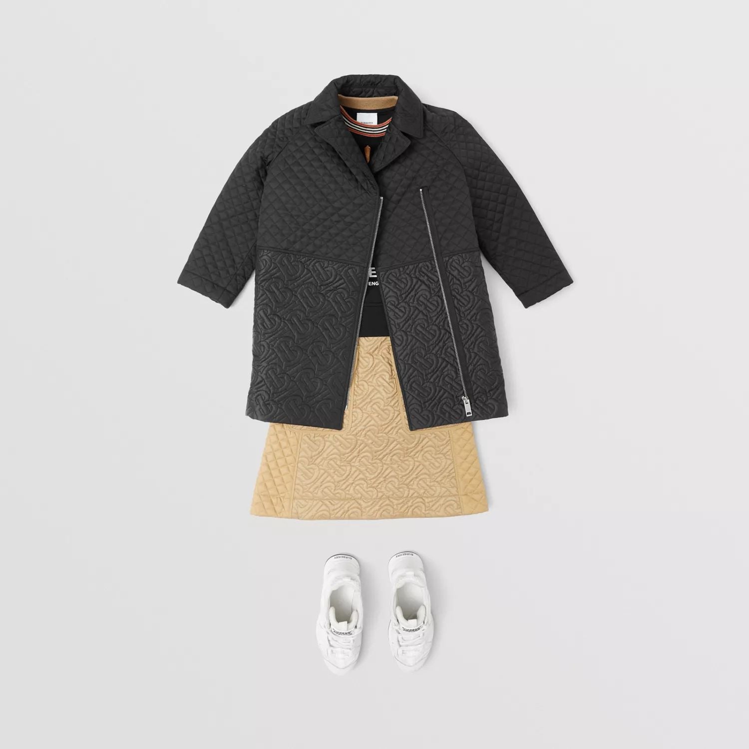 Girls Black Logo Coat