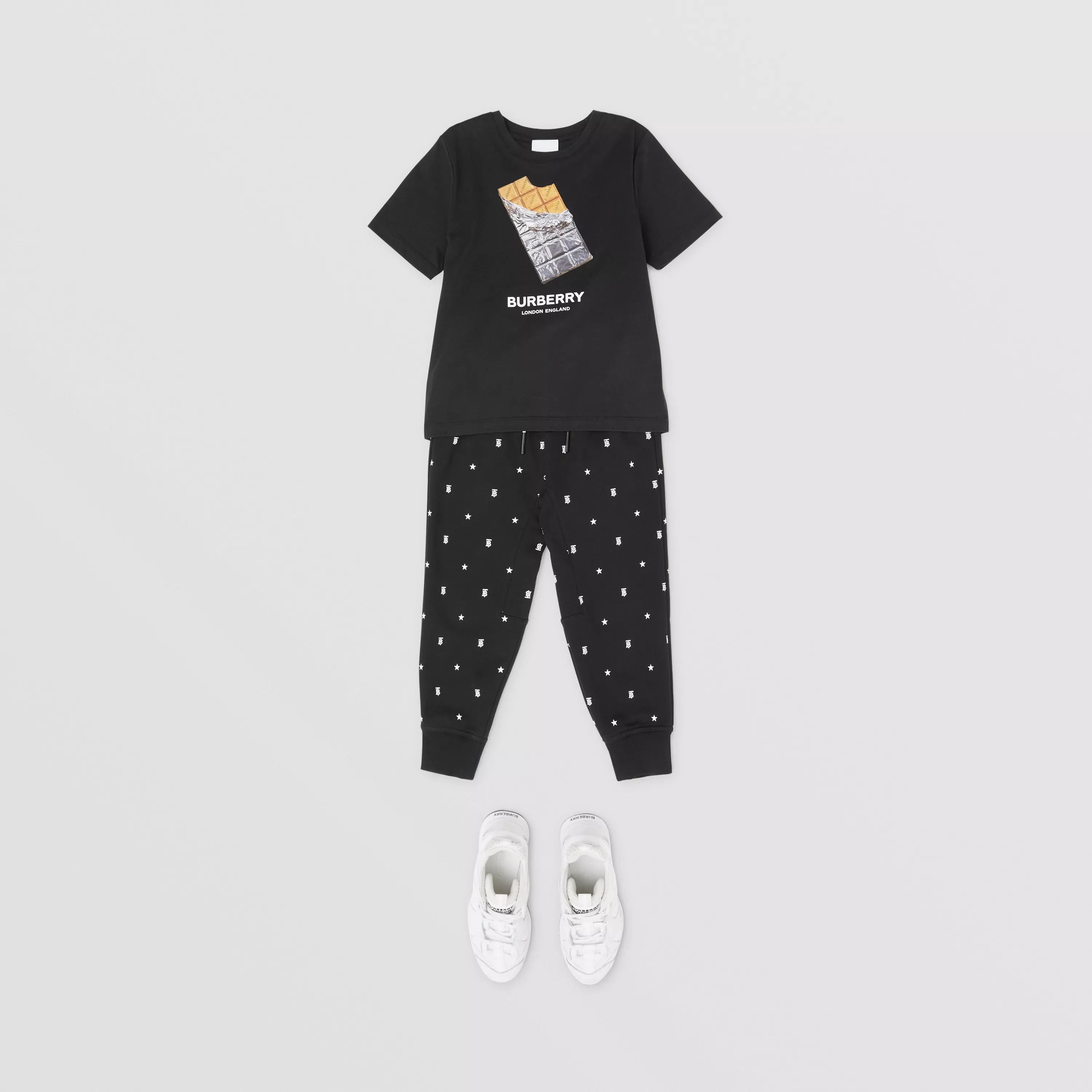 Boys Black Logo Cotton Trousers