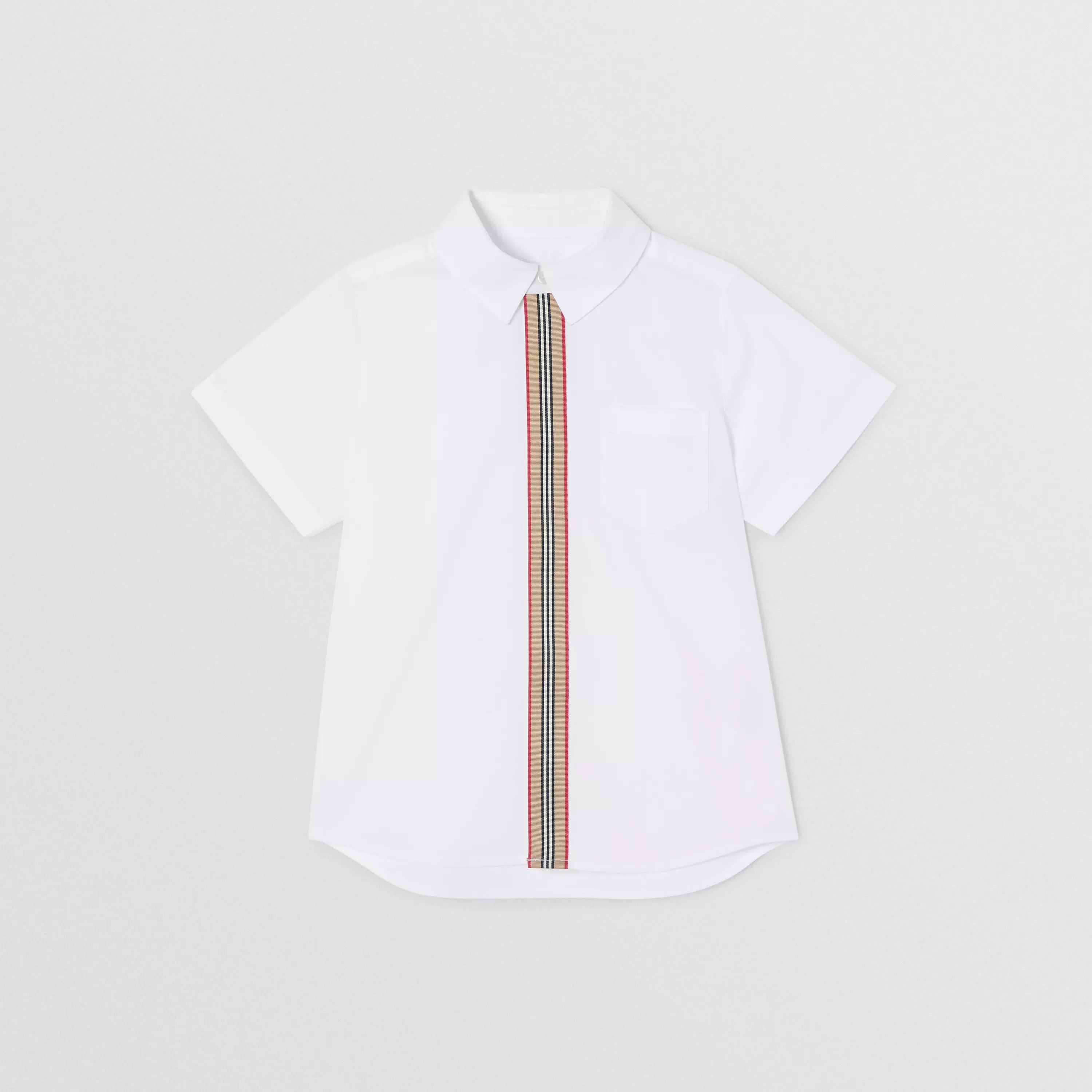 Boys White Stripe Cotton Shirt