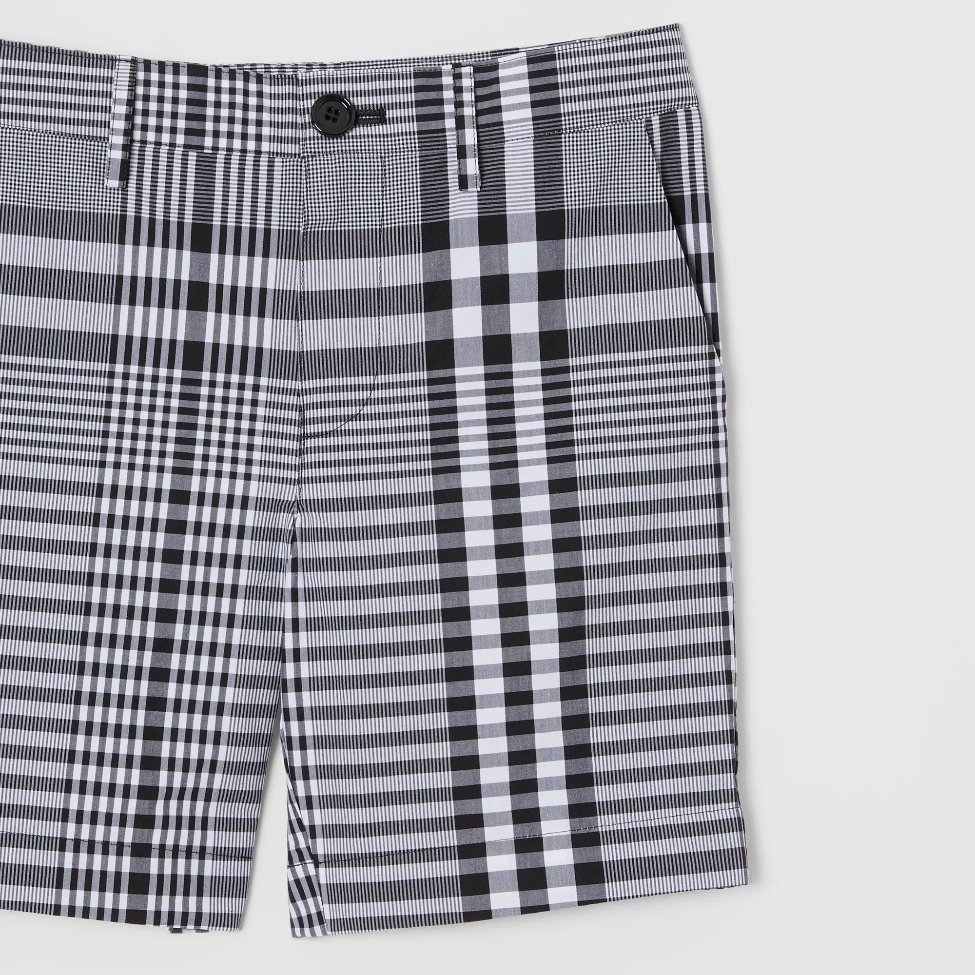 Boys Black Check Cotton Shorts