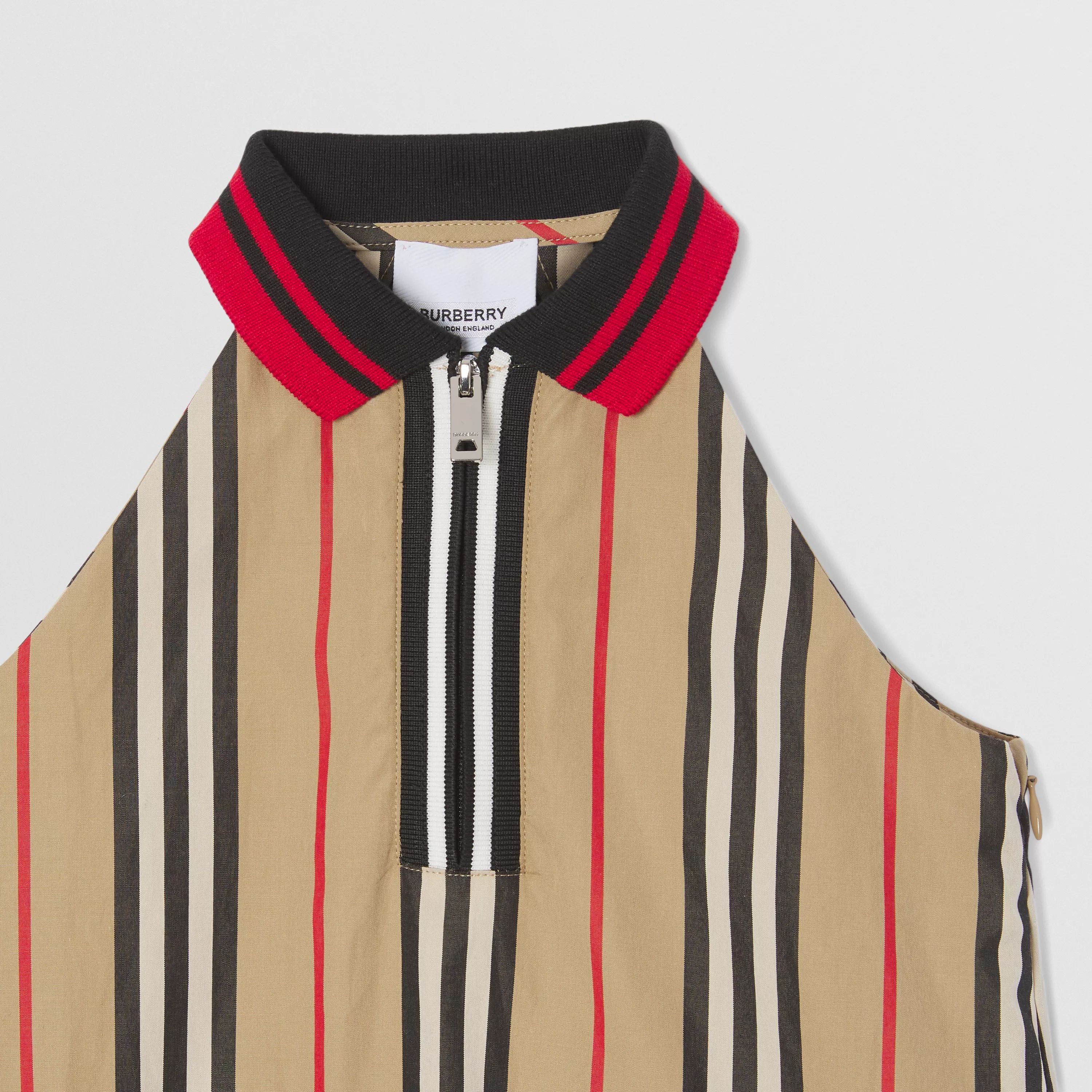 Girls Beige Stripes Cotton Dress
