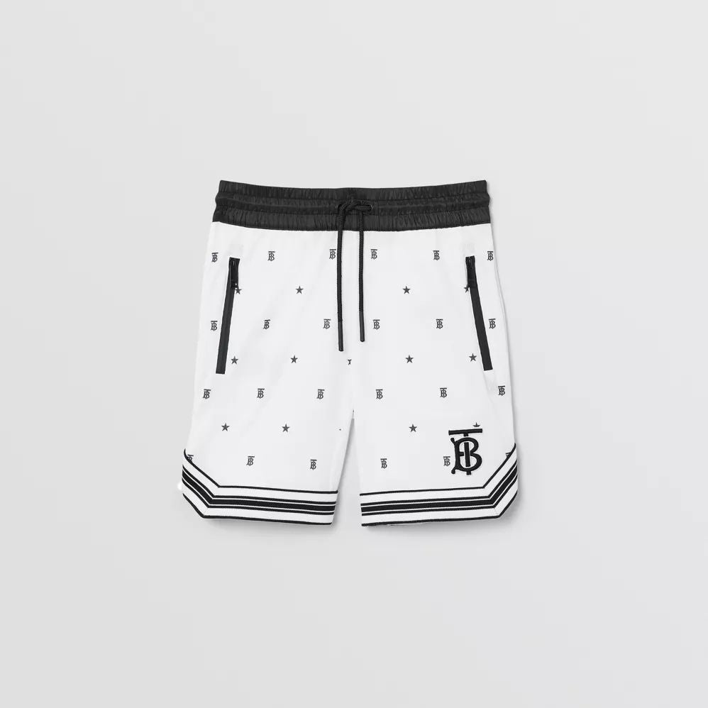 Boys White & Black Logo Shorts