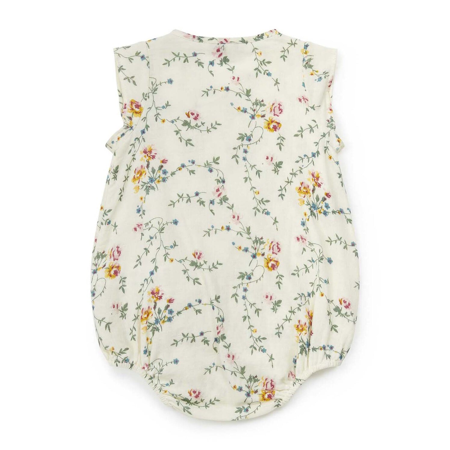 Baby Girls Light Green Flower Cotton Romper