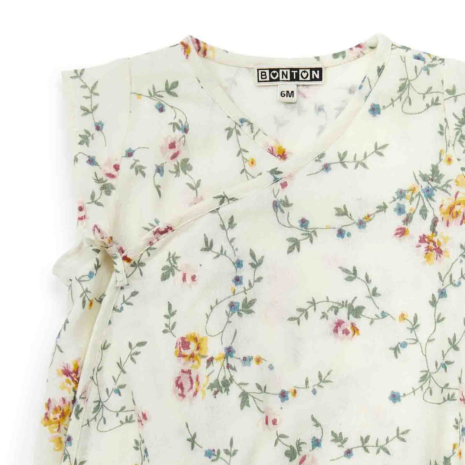 Baby Girls Light Green Flower Cotton Romper