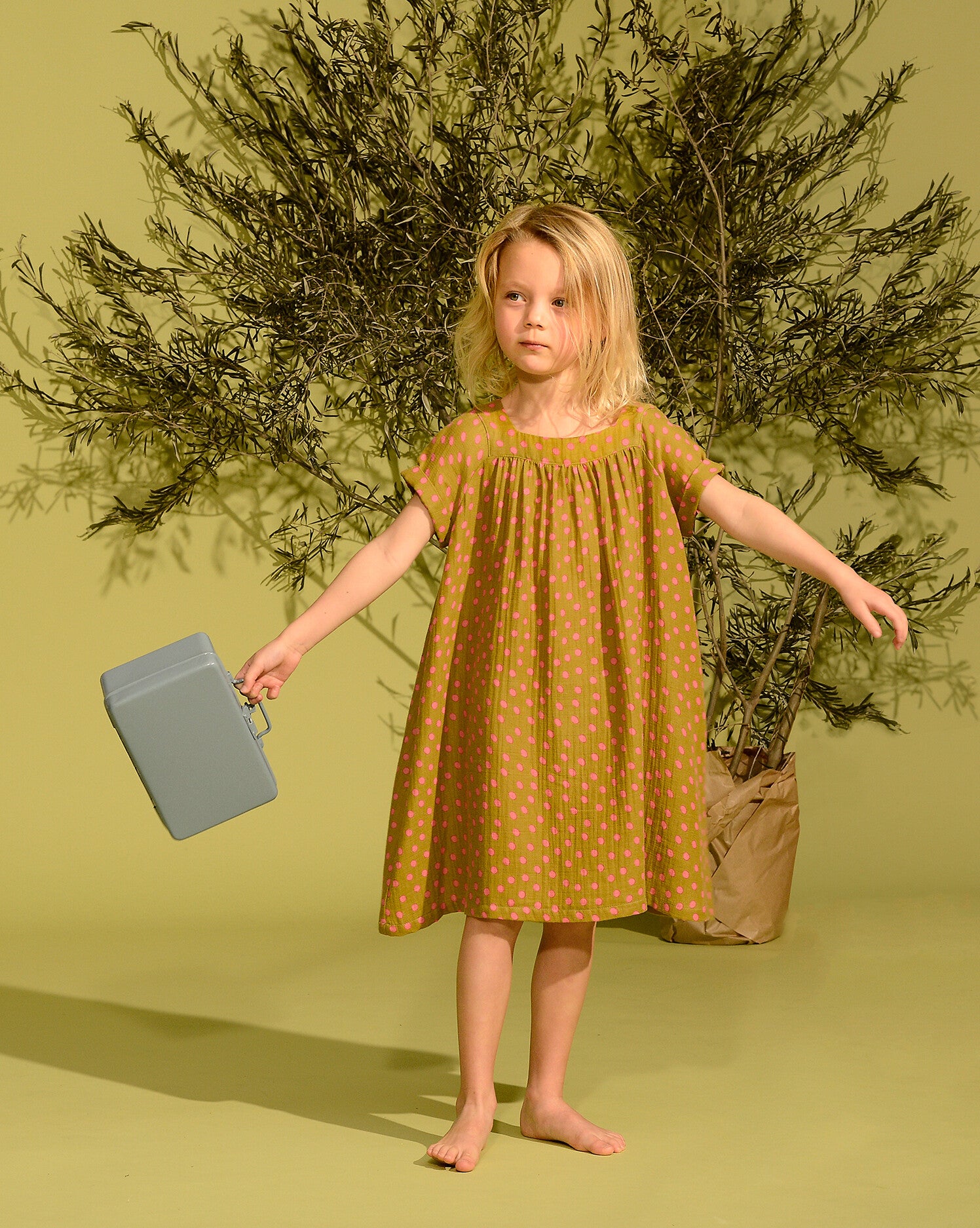 Girls Brown Dots Cotton Dress