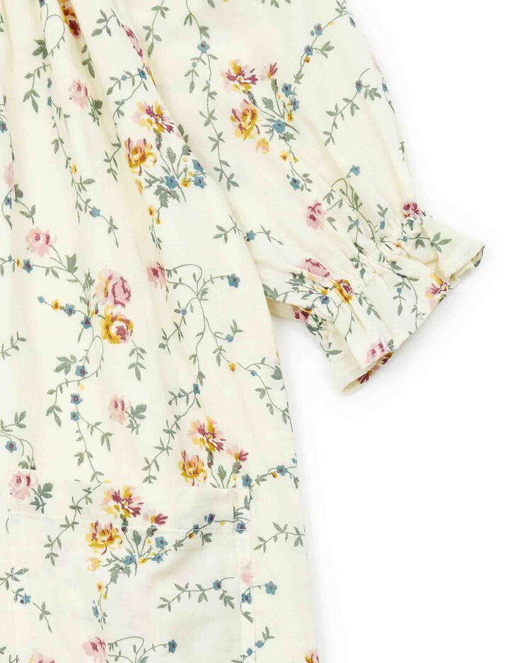 Girls Light Green Flower Cotton Dress