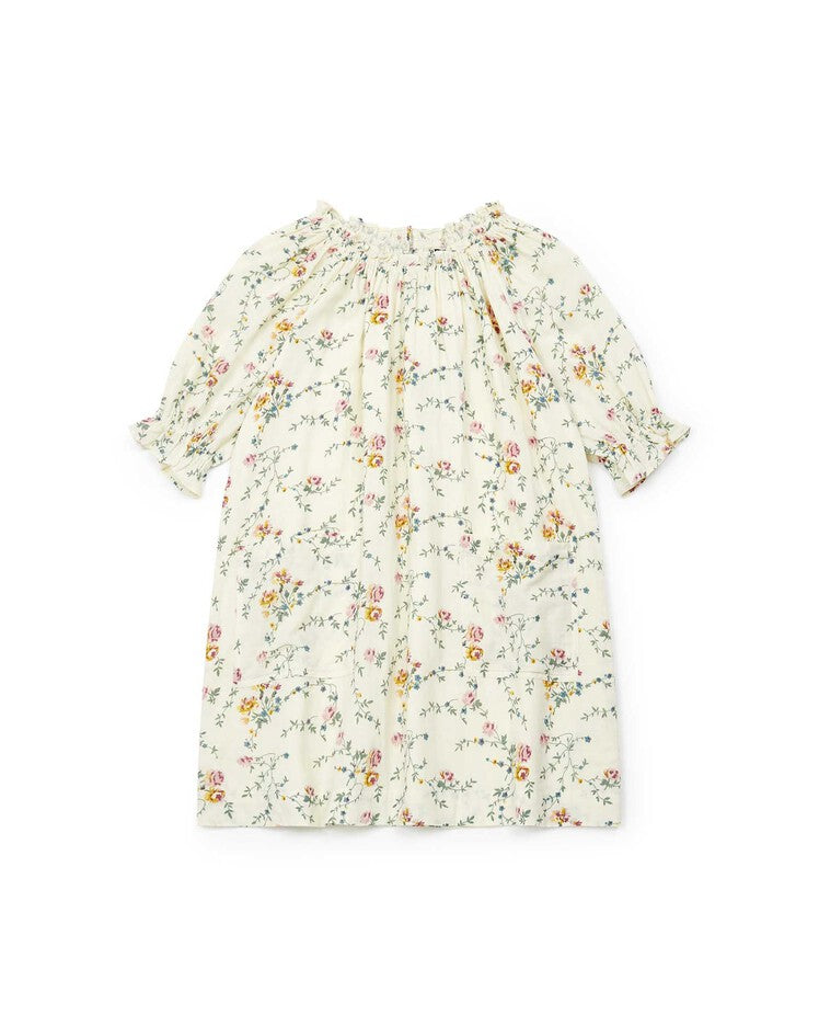 Girls Light Green Flower Cotton Dress