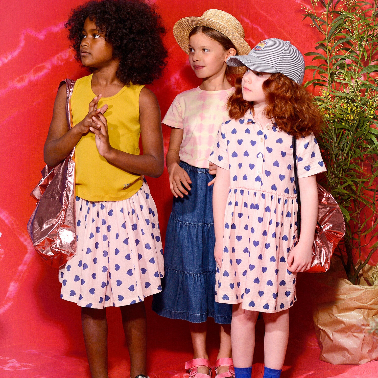 Girls Pink & Blue Heart Cotton Dress