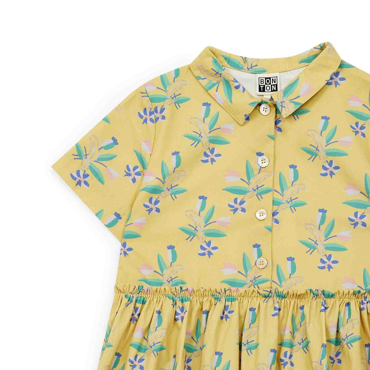 Girls Yellow Printing Cotton Dress