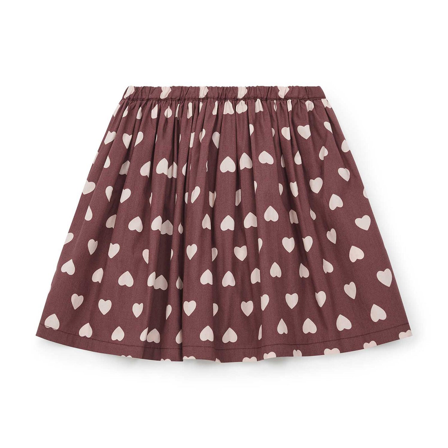 Girls Dark Red Heart Cotton Skirt