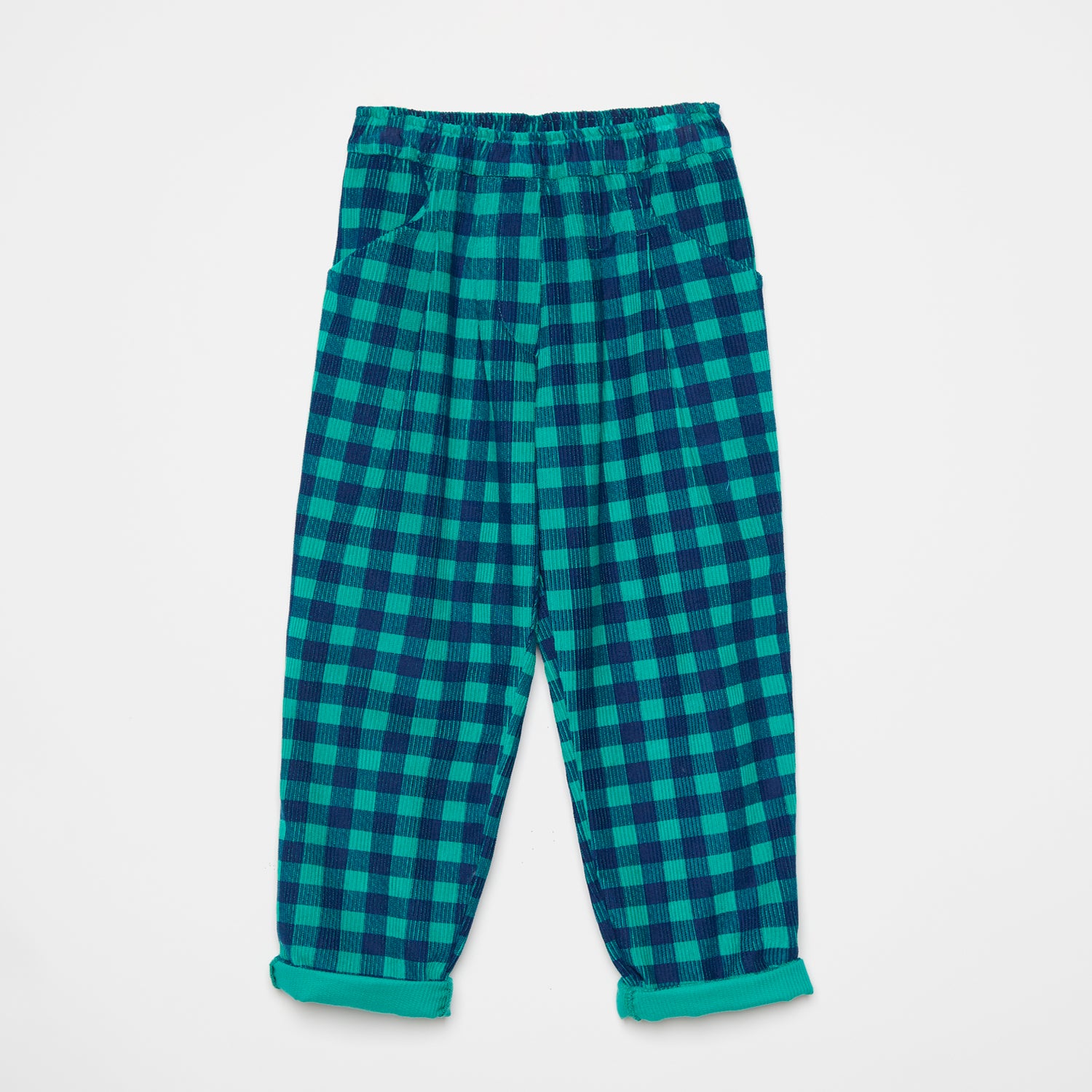 Boys & Girls Green Check Corduroy Trousers