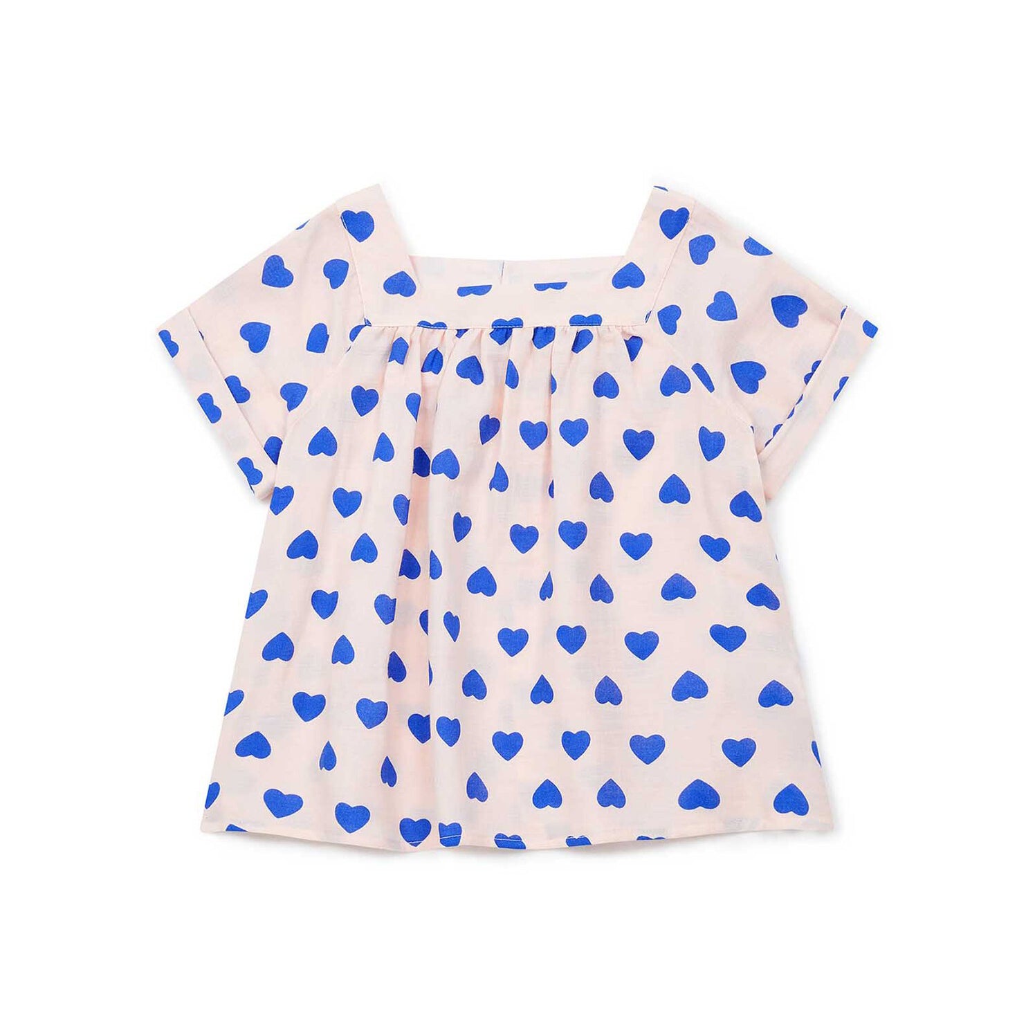 Girls Pink & Blue Heart Cotton Top